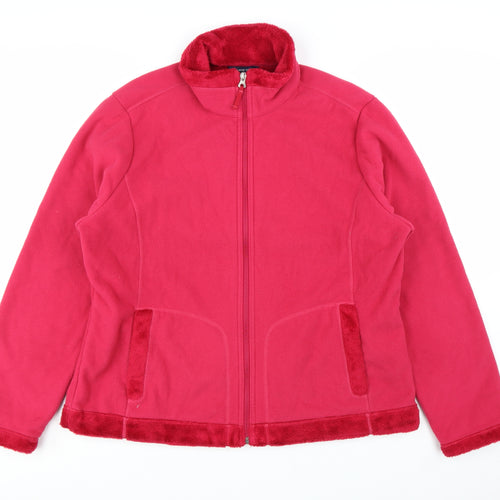 Lands' End Womens Pink Fleece Jacket XL Full Zip Warm Casual