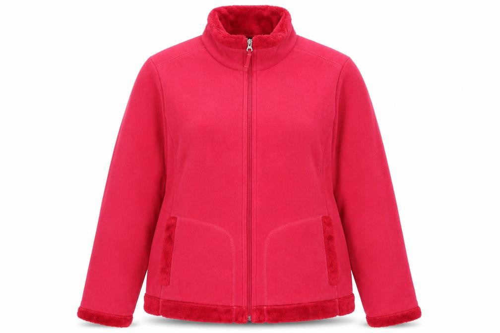 Lands' End Womens Pink Fleece Jacket XL Full Zip Warm Casual
