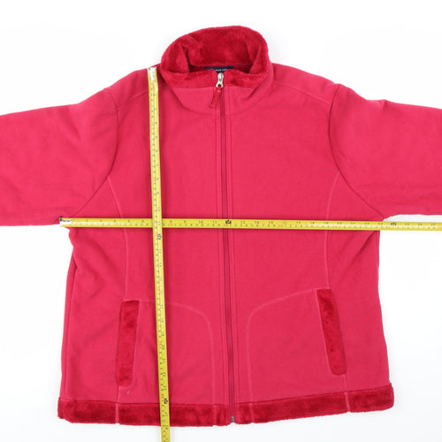 Lands' End Womens Pink Fleece Jacket XL Full Zip Warm Casual