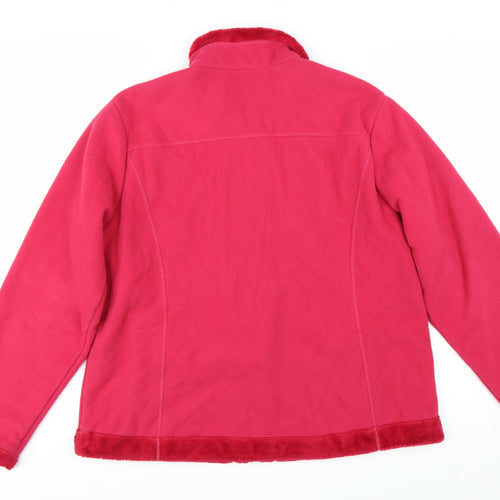 Lands' End Womens Pink Fleece Jacket XL Full Zip Warm Casual