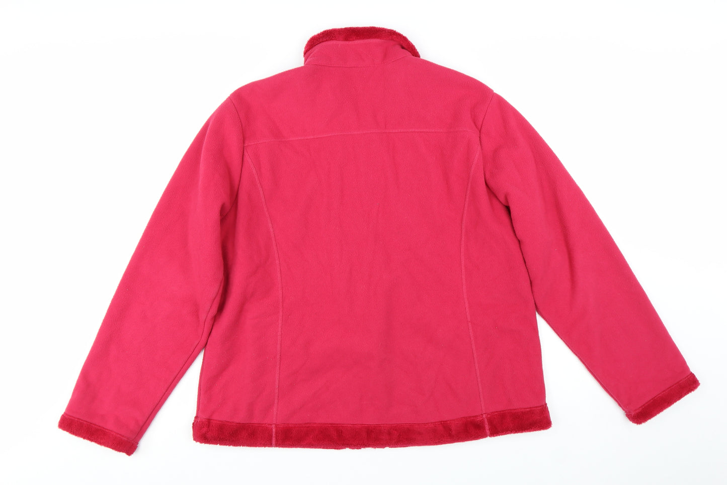 Lands' End Womens Pink Fleece Jacket XL Full Zip Warm Casual