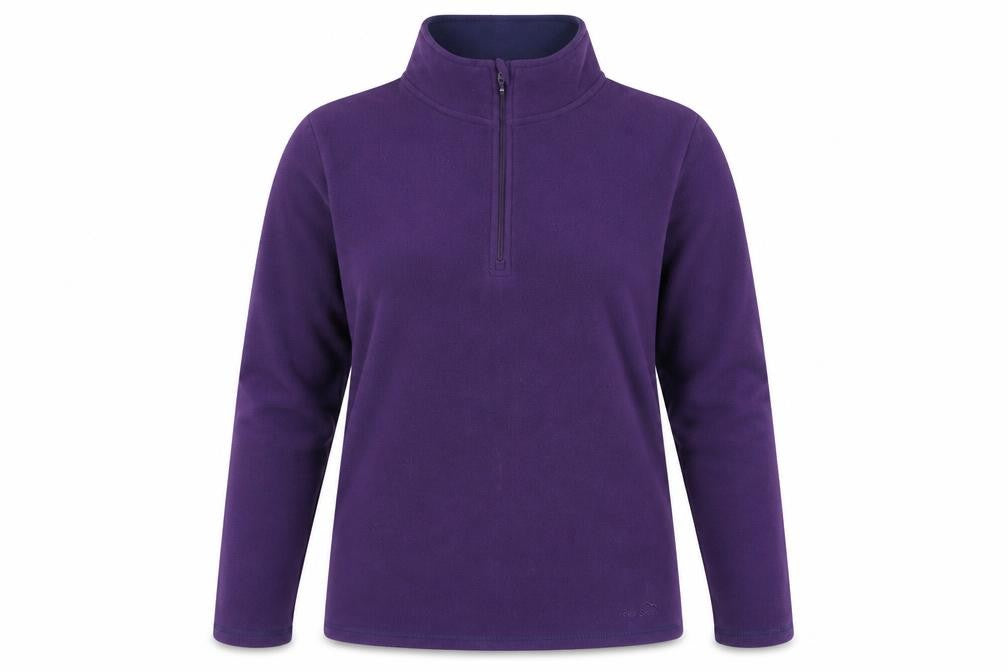 Front view of Peter Storm women’s purple fleece pullover sweatshirt, size UK 16