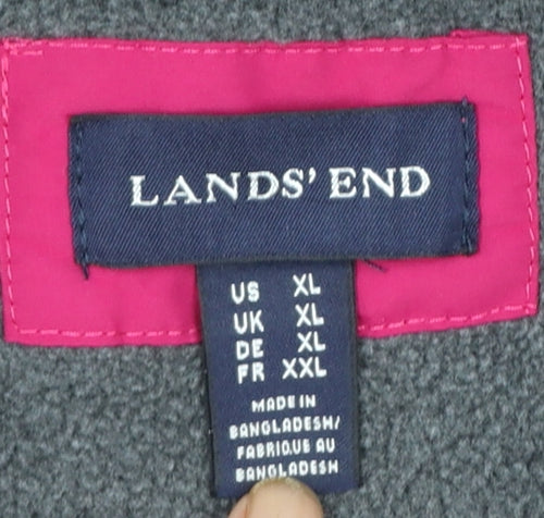 Lands' End Women's Pink XL Puffer Jacket Nylon Winter Coat