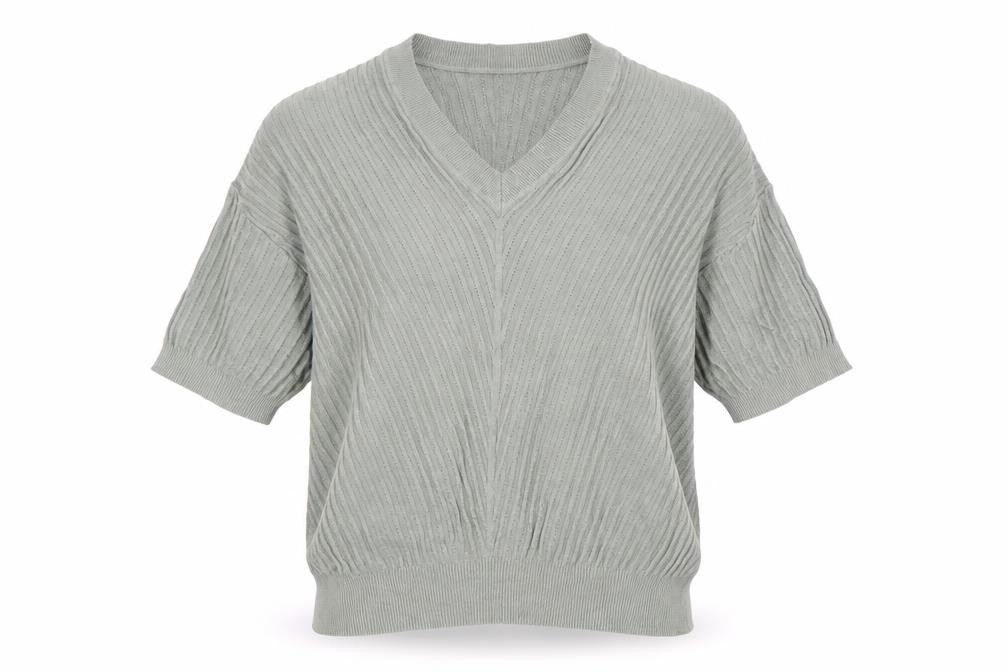 Marks and Spencer Women's Green V-Neck Short Sleeve Knit Jumper Size M