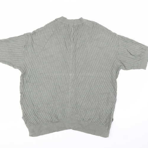 Marks and Spencer Women's Green V-Neck Short Sleeve Knit Jumper Size M