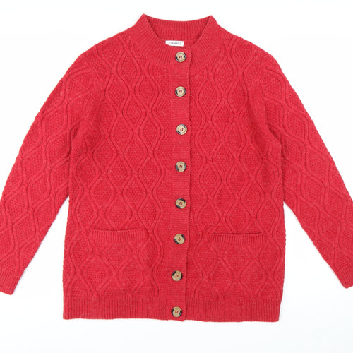 Damart Women’s Red Cable Knit Button Cardigan Size 18/20