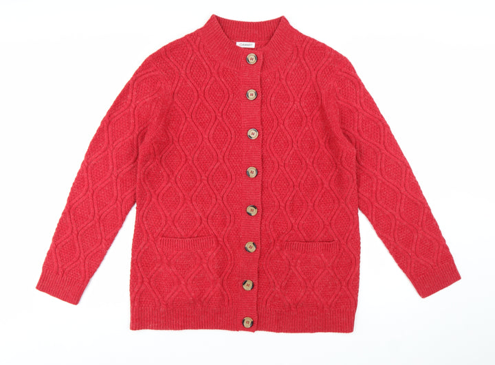 Damart Women’s Red Cable Knit Button Cardigan Size 18/20