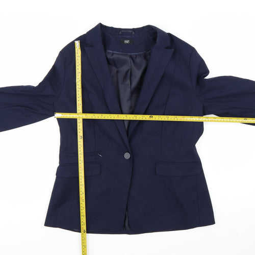 F&F Women Blue Size 16 Tailored One Button Blazer Jacket