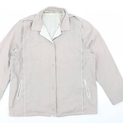 Eleganzé Women's Beige Cotton Blend Button Jacket Size 14