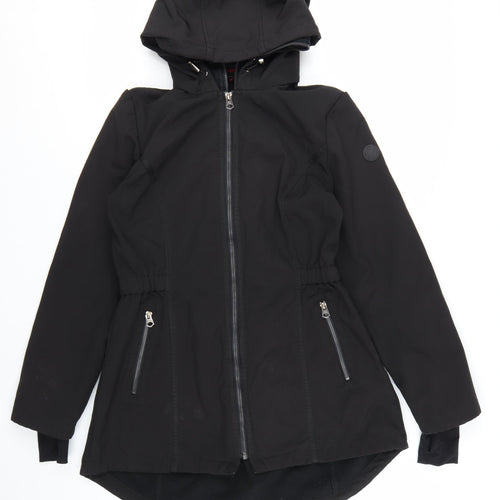 French Connection Women's Black Mid-Length Hooded Softshell Jacket M