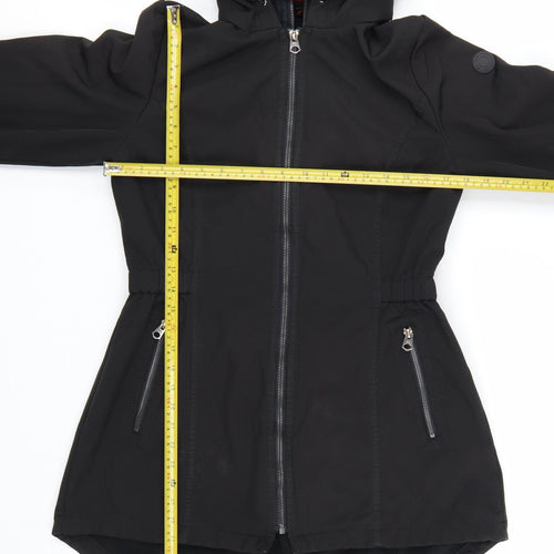 French Connection Women's Black Mid-Length Hooded Softshell Jacket M