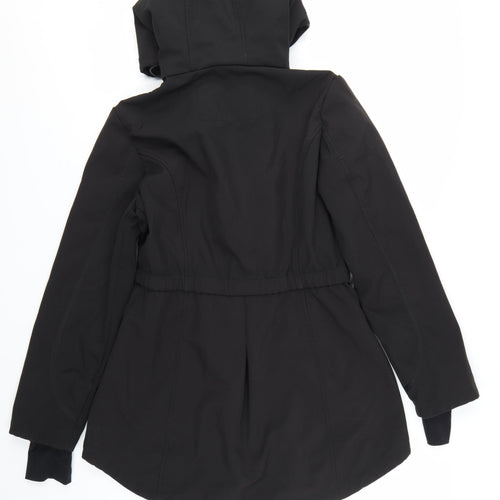 French Connection Women's Black Mid-Length Hooded Softshell Jacket M