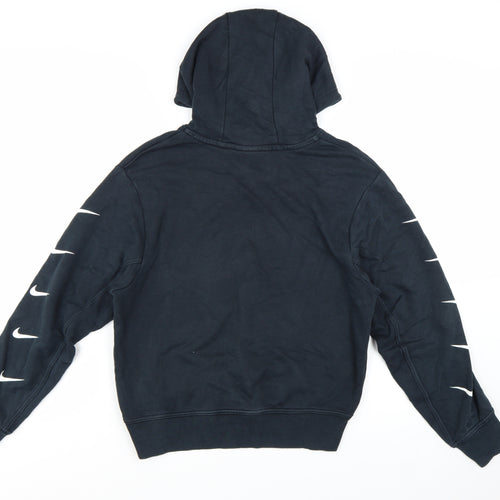 Nike Women Black Medium Pullover Hoodie Swoosh Logo Lined Cotton Blend
