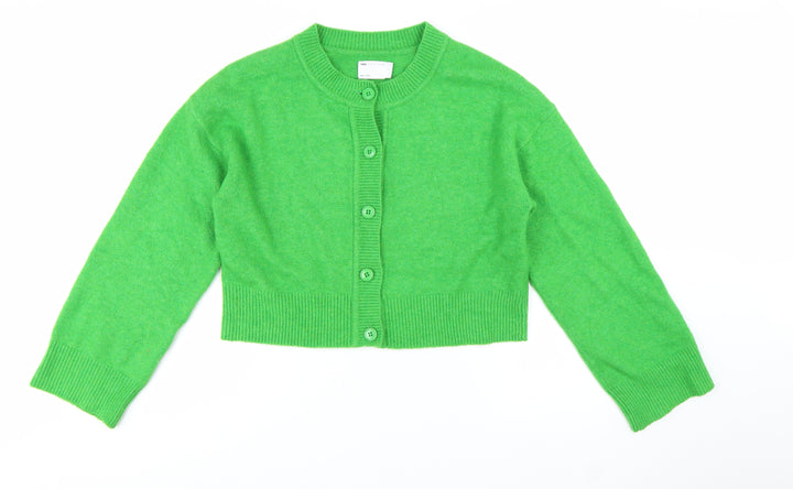 ASOS DESIGN Women's Green Wool Blend Crew Neck Cardigan S