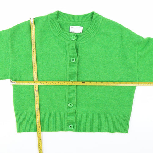 ASOS DESIGN Women's Green Wool Blend Crew Neck Cardigan S
