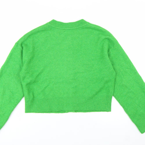 ASOS DESIGN Women's Green Wool Blend Crew Neck Cardigan S