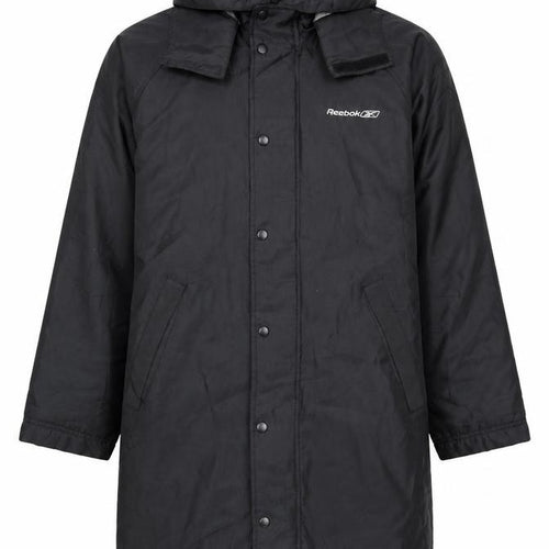 Reebok Men’s Black Hooded Long Parka Coat Size M Lined Winter Jacket