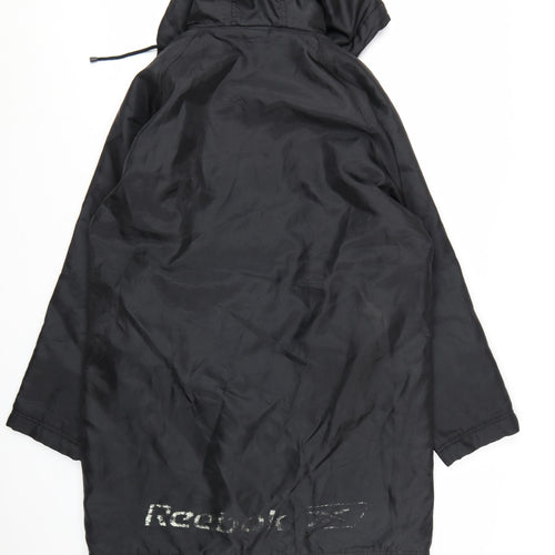 Reebok Men’s Black Hooded Long Parka Coat Size M Lined Winter Jacket