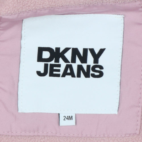 DKNY Girls Pink Hooded Puffer Jacket 24 Months Polyester Winter Coat