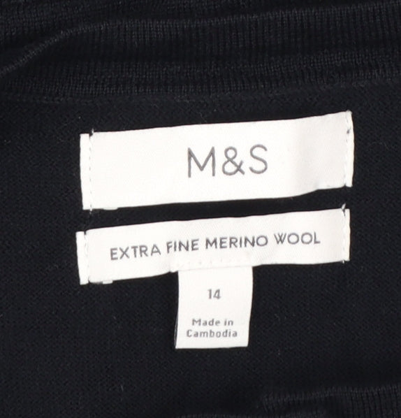 Marks and Spencer Women's Black Merino Wool Cardigan Size 14