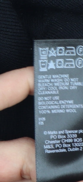 Marks and Spencer Women's Black Merino Wool Cardigan Size 14