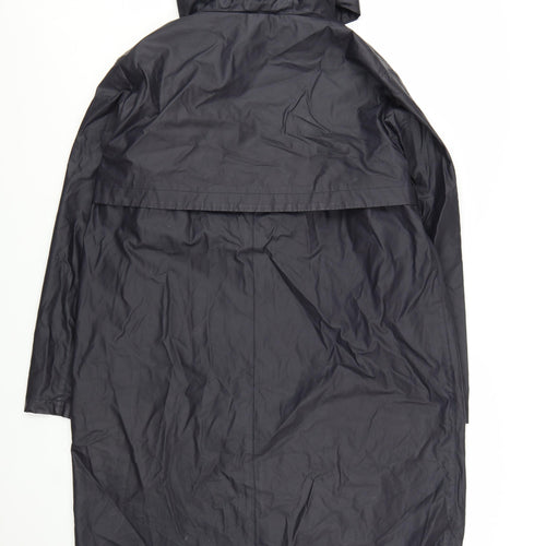 Jaeger Women's Navy Blue Long Hooded Waterproof Rain Coat L