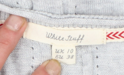 White Stuff Women's Grey Cotton Modal Cardigan UK 10