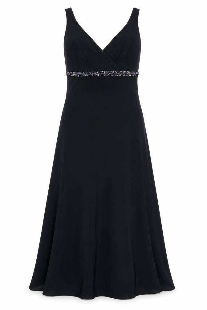 Marks and Spencer Women Black Size 10 A-Line Beaded Long Dress