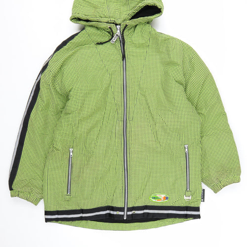 MEGA Men’s Green Hooded Windbreaker Jacket L Outdoor Zip Pockets