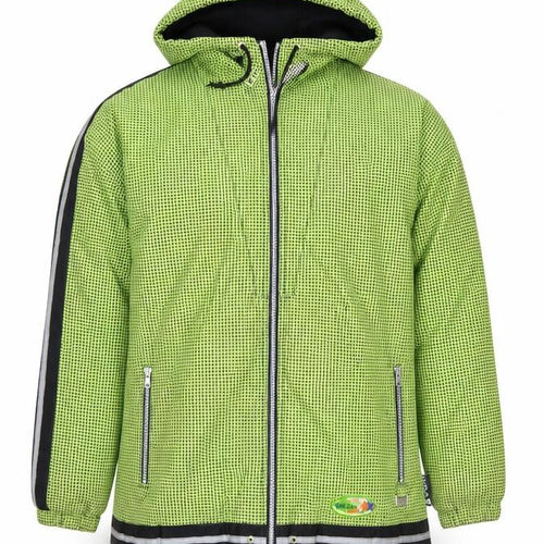 MEGA Men’s Green Hooded Windbreaker Jacket L Outdoor Zip Pockets
