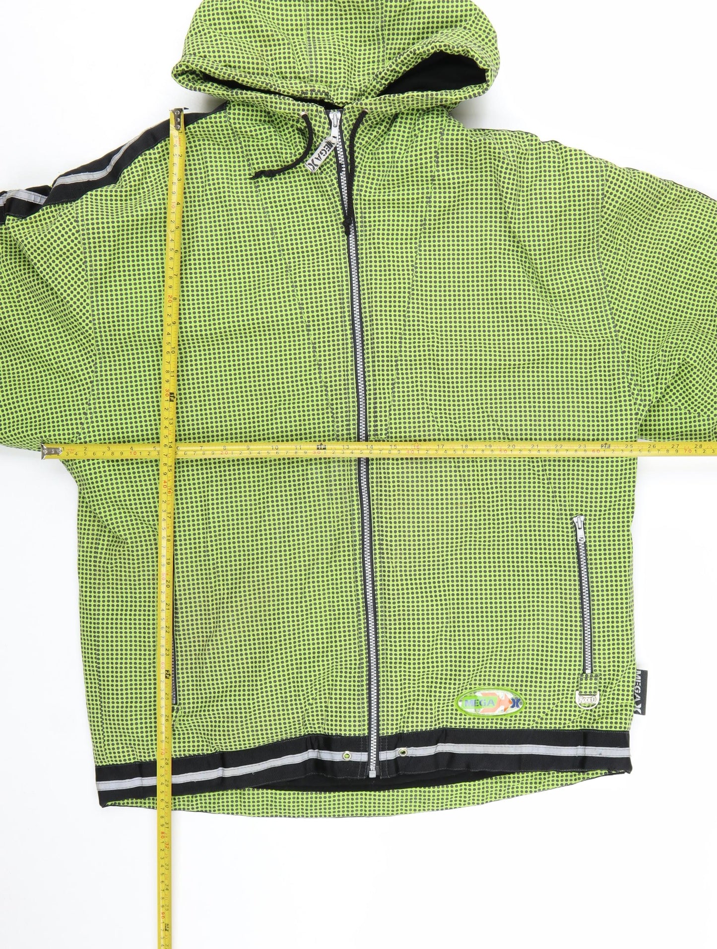 MEGA Men’s Green Hooded Windbreaker Jacket L Outdoor Zip Pockets