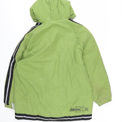 MEGA Men’s Green Hooded Windbreaker Jacket L Outdoor Zip Pockets