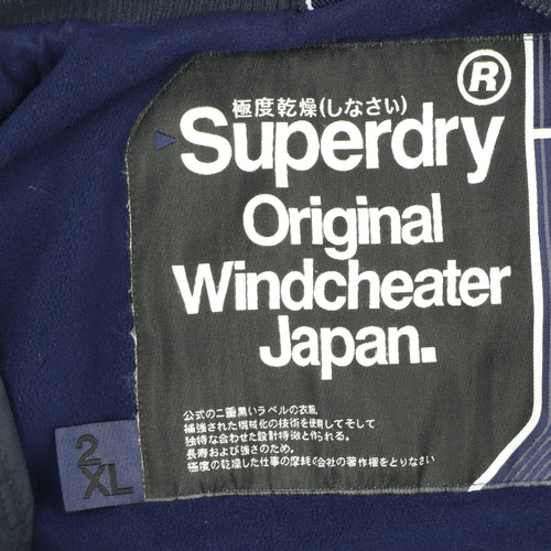 Superdry Men's Navy 2XL Windbreaker Jacket Waterproof Nylon