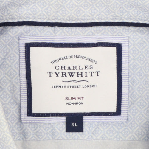 Charles Tyrwhitt Men's Blue XL Slim Fit Non-Iron Dress Shirt