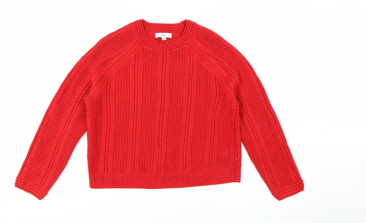 Marks and Spencer Women Red Chunky Knit Cotton Jumper Size M