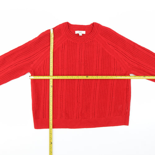 Marks and Spencer Women Red Chunky Knit Cotton Jumper Size M