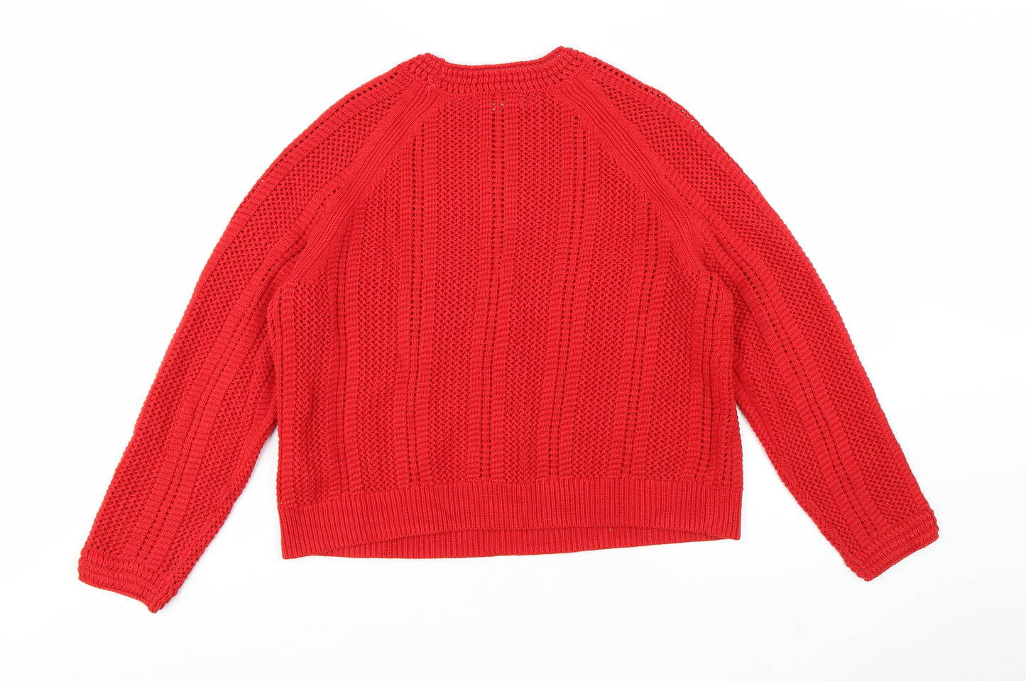 Marks and Spencer Women Red Chunky Knit Cotton Jumper Size M