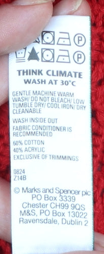 Marks and Spencer Women Red Chunky Knit Cotton Jumper Size M