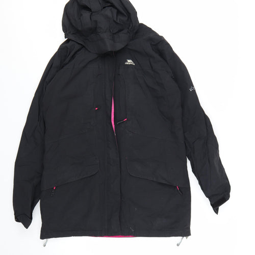 Trespass Women's Black Waterproof Hooded Long Rain Coat Jacket M