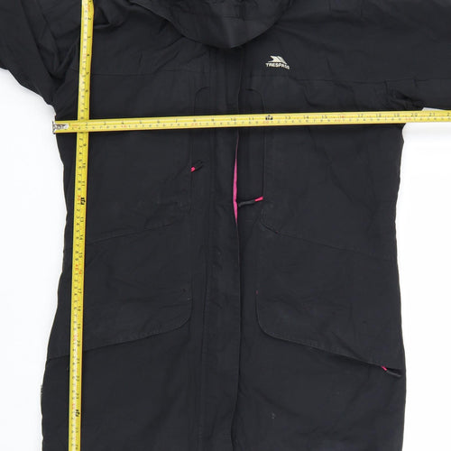 Trespass Women's Black Waterproof Hooded Long Rain Coat Jacket M