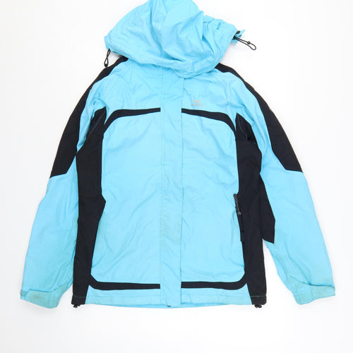 Trespass Women Blue Waterproof Ski Jacket M Hooded Windproof