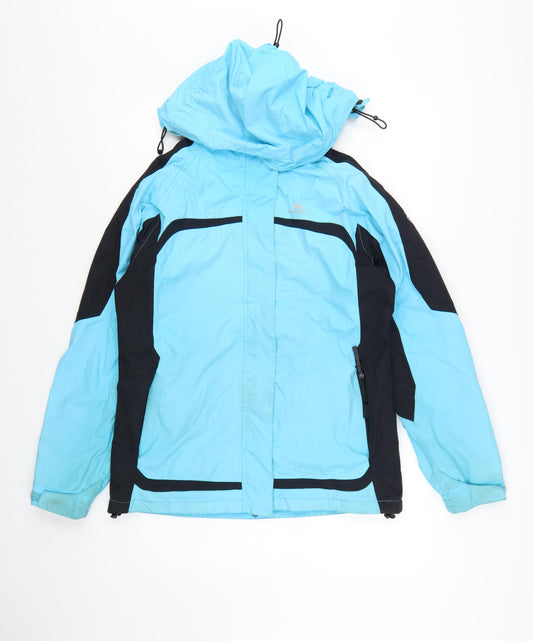 Trespass Women Blue Waterproof Ski Jacket M Hooded Windproof