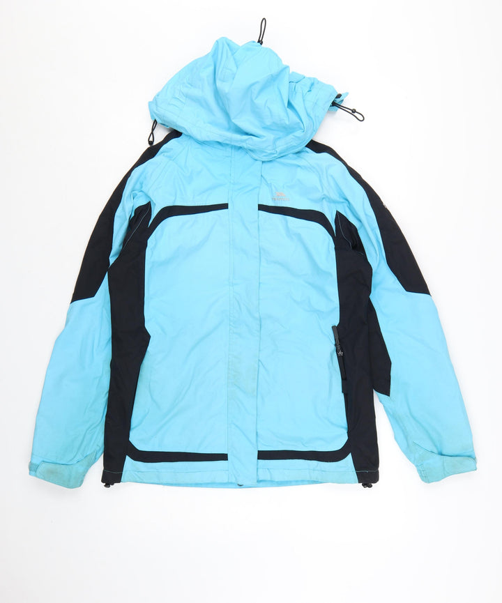 Trespass Women Blue Waterproof Ski Jacket M Hooded Windproof