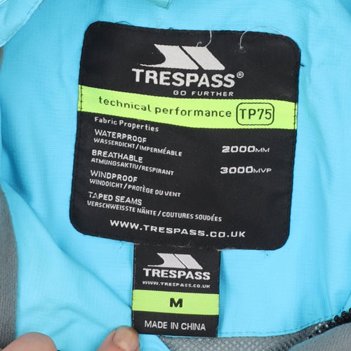 Trespass Women Blue Waterproof Ski Jacket M Hooded Windproof