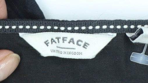 FatFace Women's Black Size 10 Sleeveless A-Line Cotton Embroidered Dress