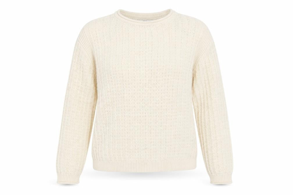Front view of Marks & Spencer women’s ivory m chunky-knit cotton jumper
