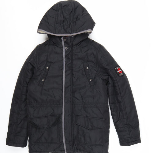 Catimini Boys Black Hooded Puffer Jacket 12 Years Winter Lined Coat