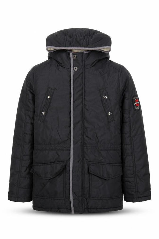Catimini Boys Black Hooded Puffer Jacket 12 Years Winter Lined Coat