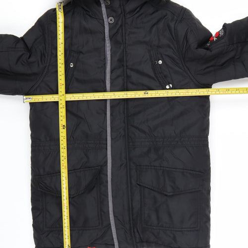 Catimini Boys Black Hooded Puffer Jacket 12 Years Winter Lined Coat