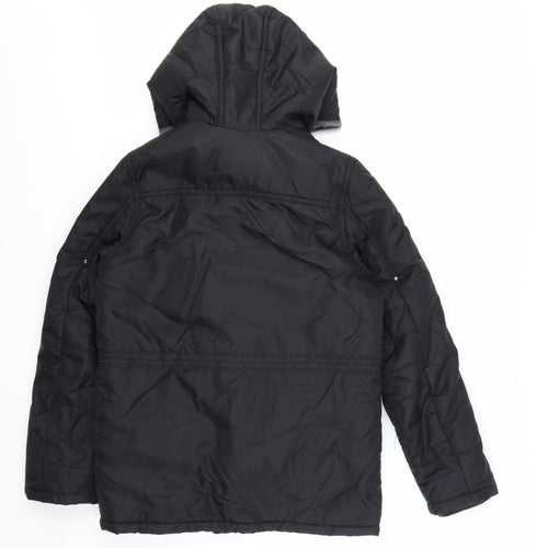 Catimini Boys Black Hooded Puffer Jacket 12 Years Winter Lined Coat